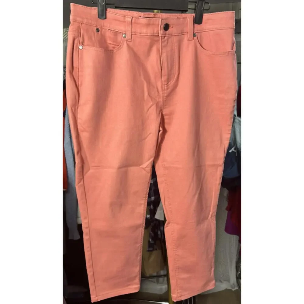 TALBOTS Womens Size 10 Pink Simply Flattering Jegging Crop Skinny Denim Jeans